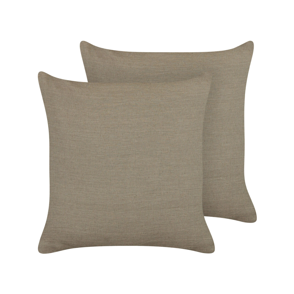 Set of 2 Linen Cushions 45 x 45 cm Taupe SAGINA