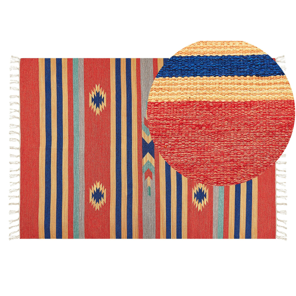 Cotton Kilim Area Rug 140 x 200 cm Multicolour HATIS