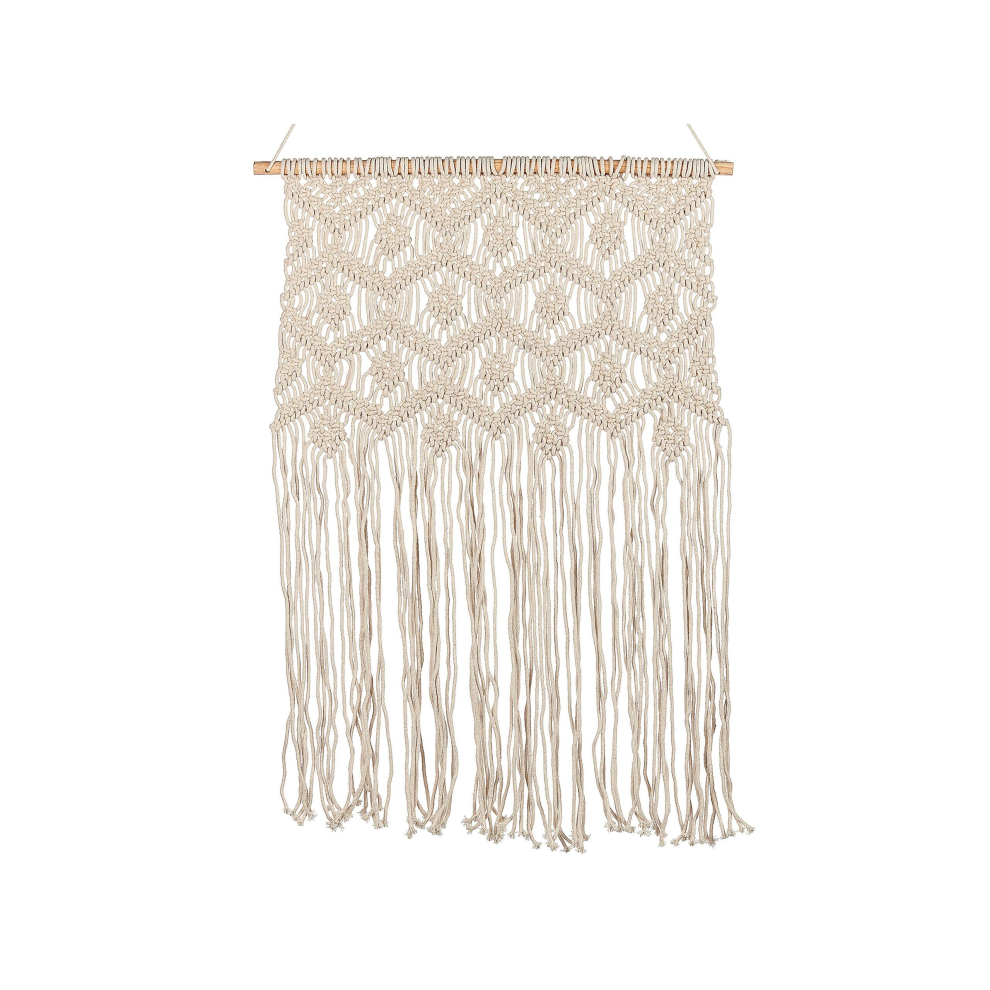 Cotton Macramé Wall Hanging Beige KALERI