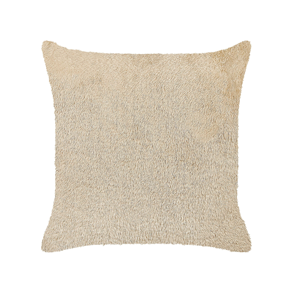 Faux Fur Cushion 45 x 45 cm Beige PILEA