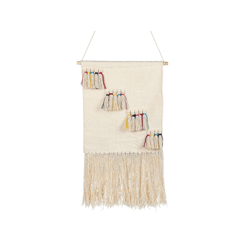 Cotton Wall Hanging with Tassels Beige BUREWALA