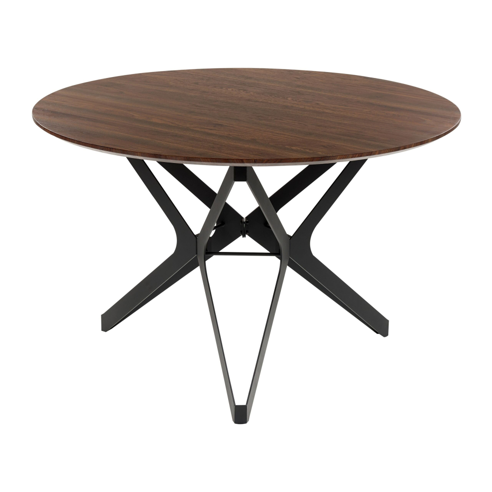 Round Dining Table ? 120 cm Dark Wood and Black ALURE