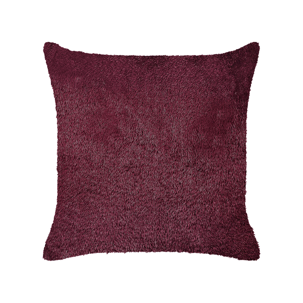 Faux Fur Cushion 45 x 45 cm Burgundy PILEA