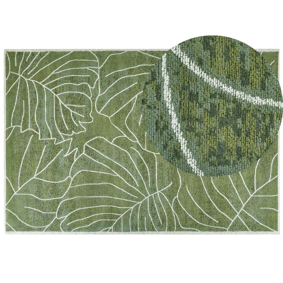 Cotton Area Rug Monstera Leaf Pattern 200 x 300 cm Green SARMIN