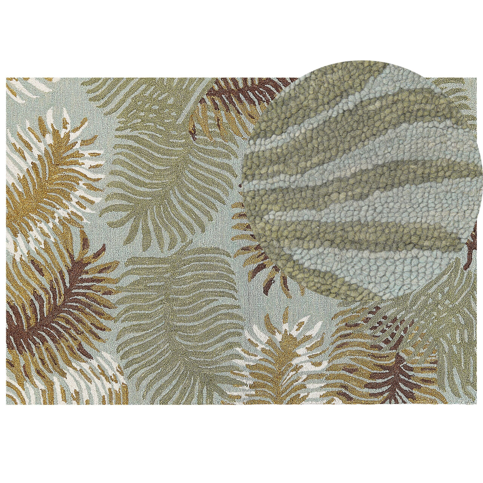 Wool Area Rug 160 x 230 cm Plant Motif VIZE