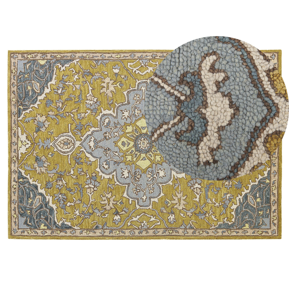 Wool Area Rug  140 x 200 cm Yellow and Blue MUCUR