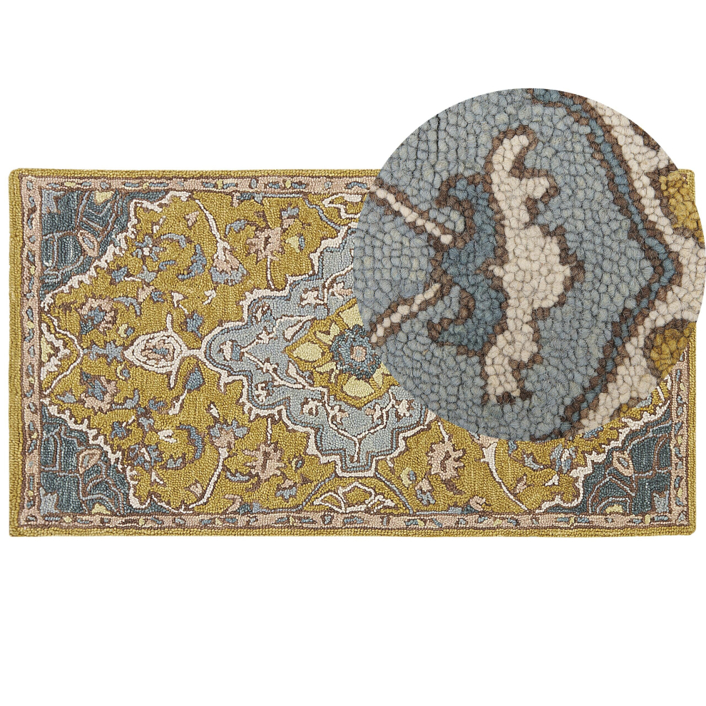 Wool Area Rug  80 x 150 cm Yellow and Blue MUCUR