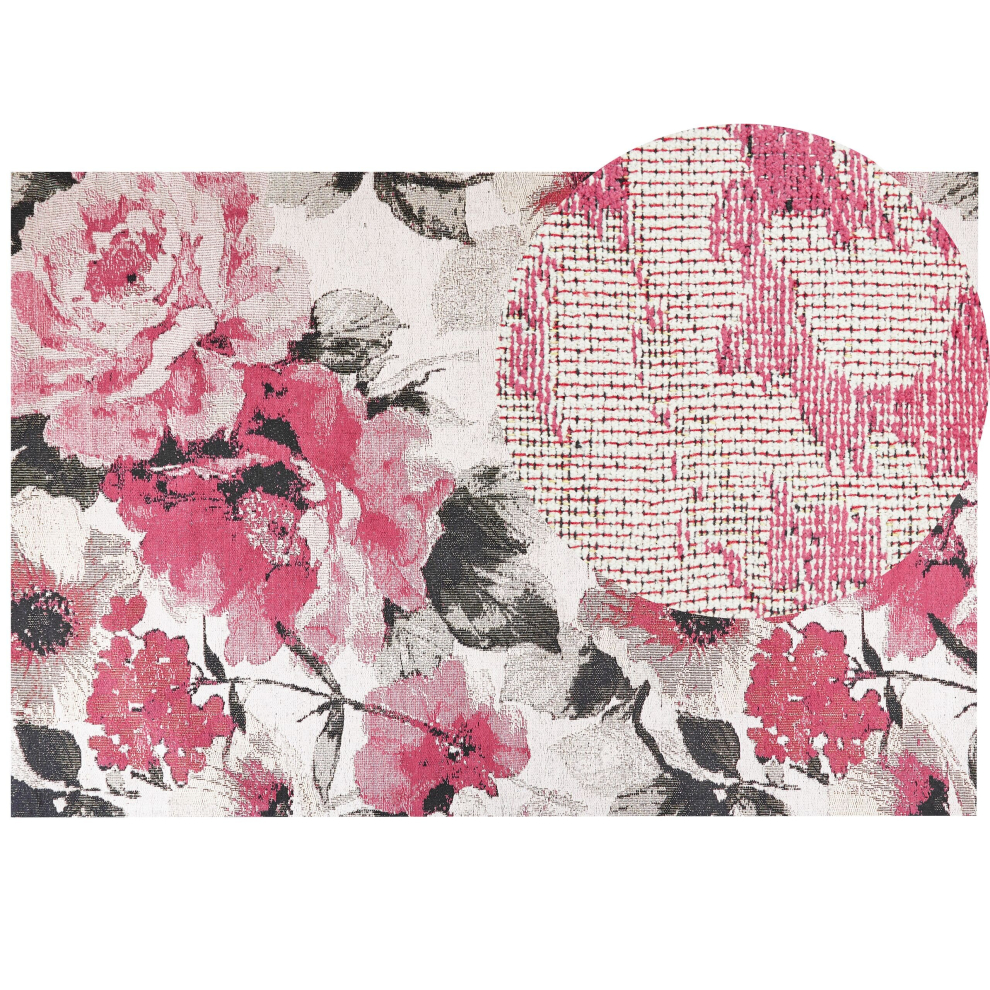 Cotton Area Rug Floral Motif 200 x 300 cm Pink EJAZ