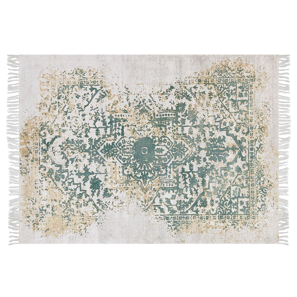 Vintage Area Rug 140 x 200 cm Beige and Green BOYALI