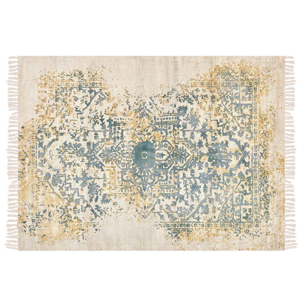 Vintage Area Rug 140 x 200 cm Yellow and Green BOYALI
