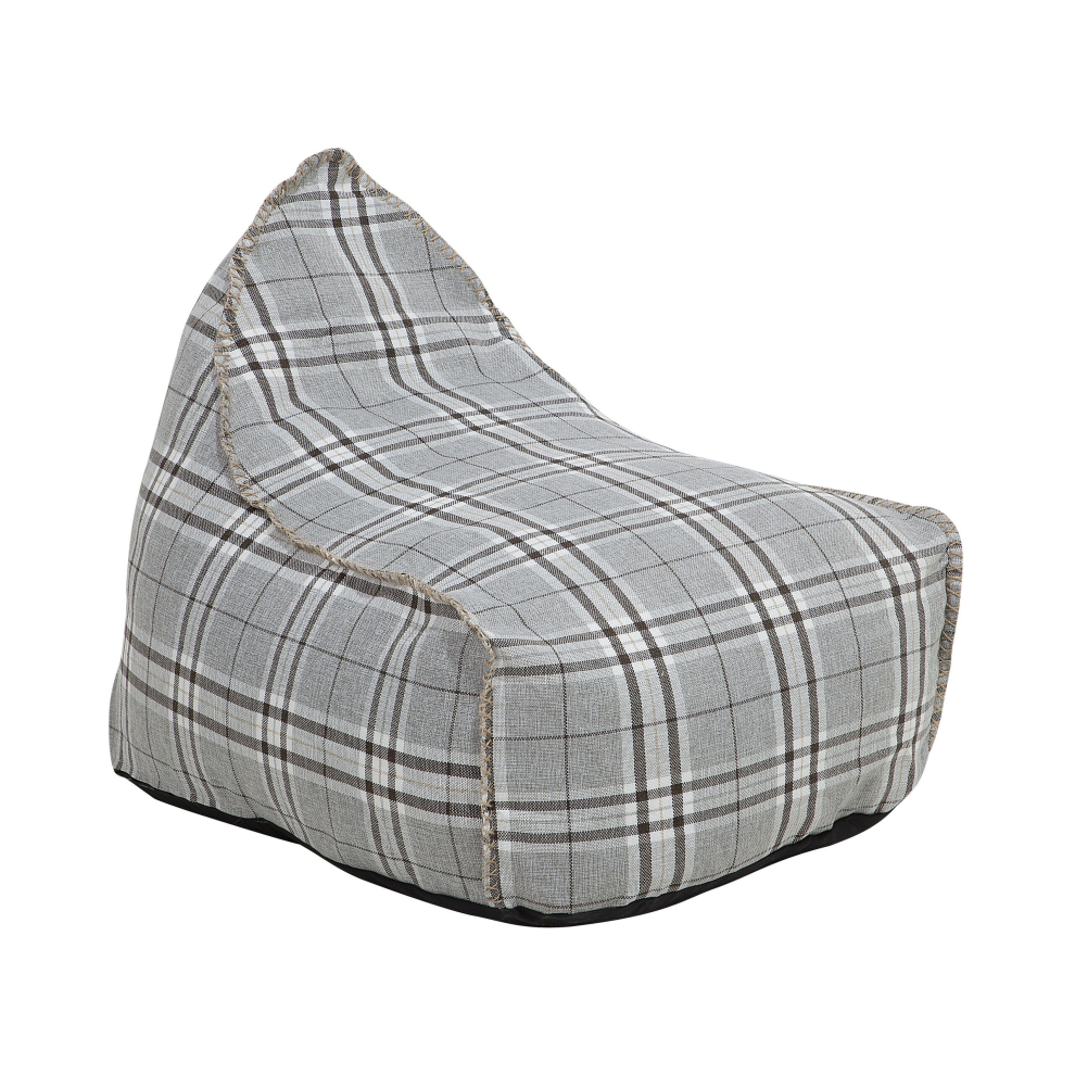Linen Bean Bag Chair Checked Grey DROP
