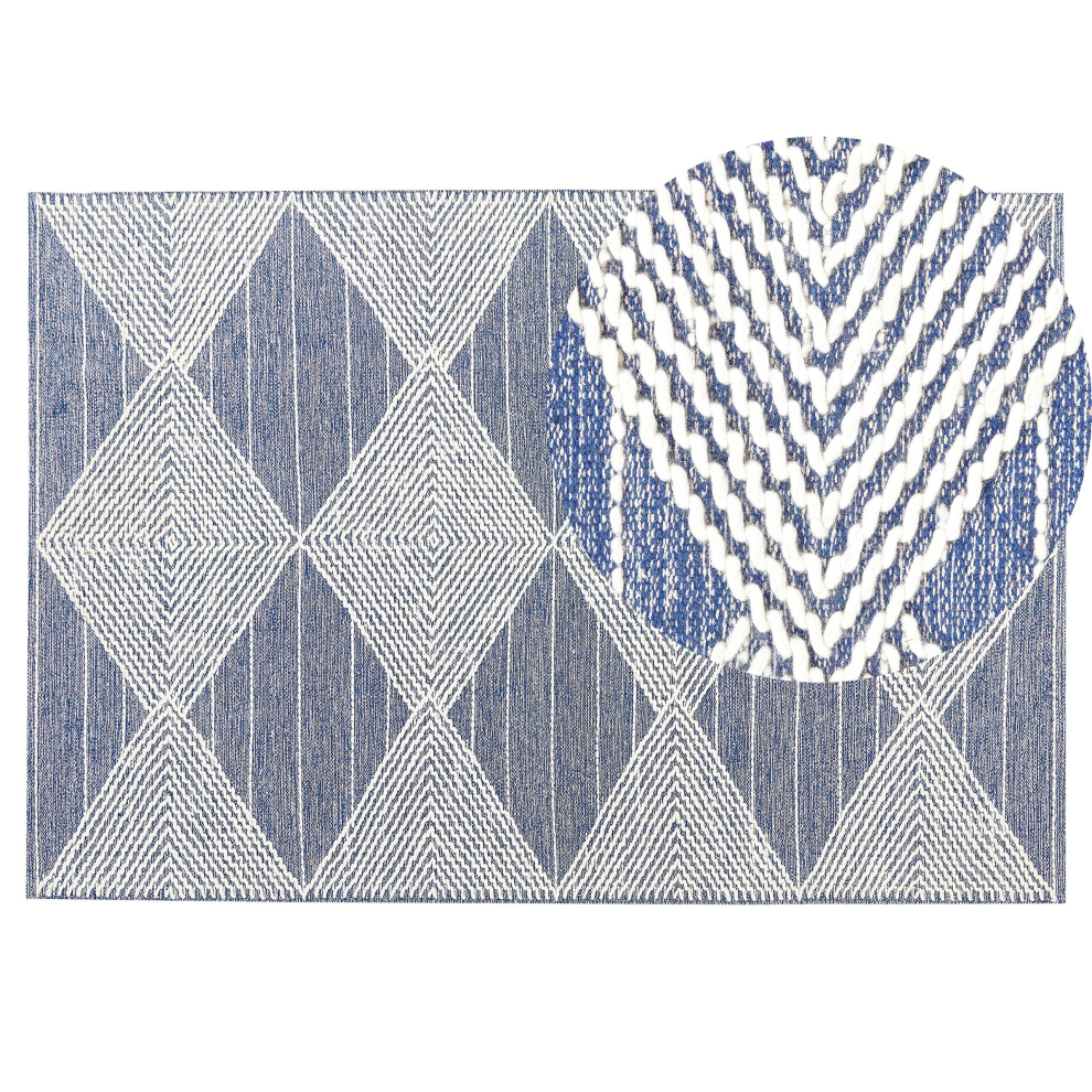 Wool Area Rug 140 x 200 cm Light Beige and Blue DATCA