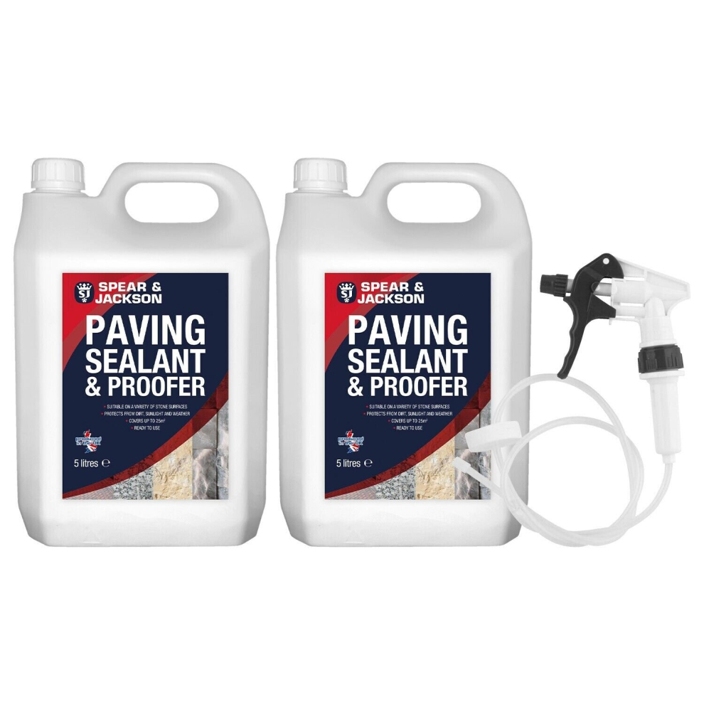 Spear and Jackson Paving Sealant & Proofer 2x5L Water Seal Long Hose Trigger