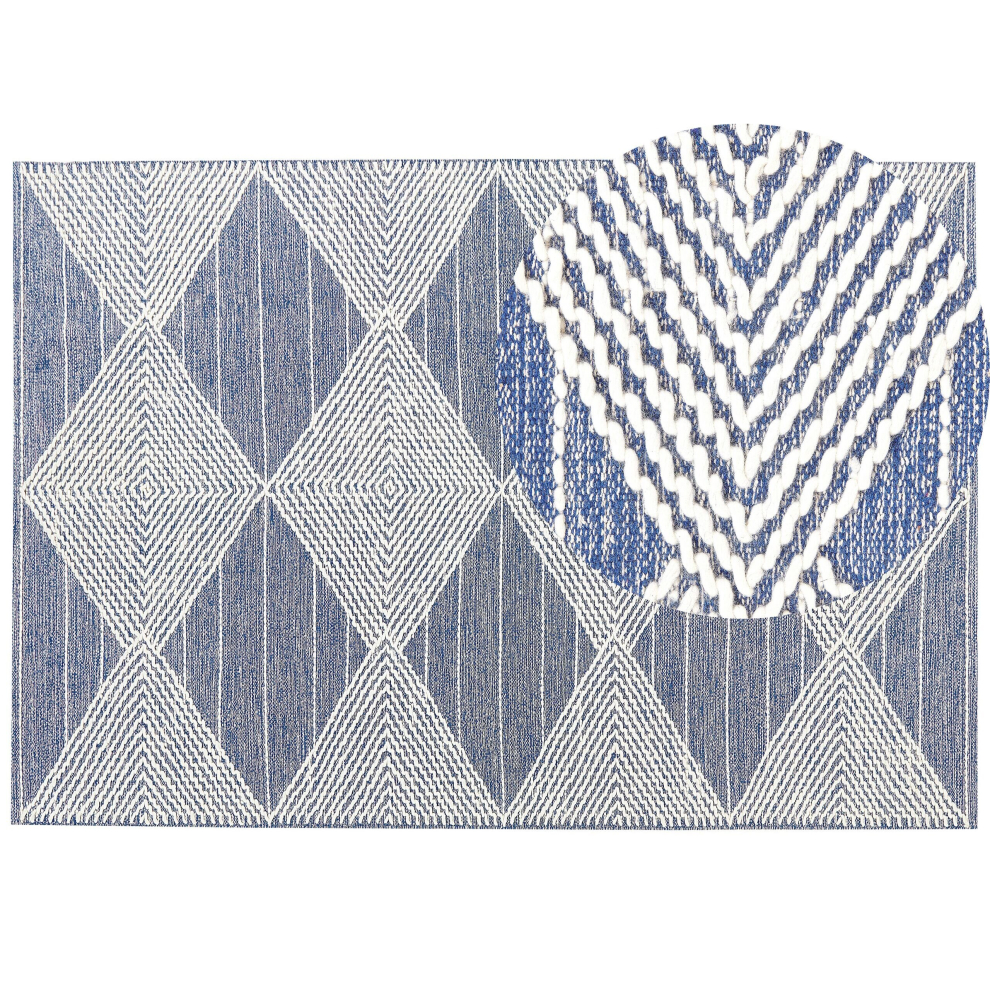 Wool Area Rug 160 x 230 cm Light Beige and Blue DATCA