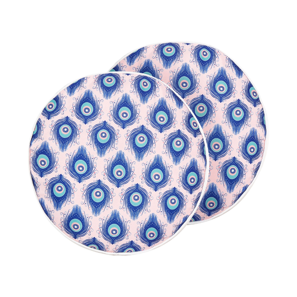 Set of 2 Outdoor Cushions Peacock Pattern 40 cm Blue and Pink CERIANA