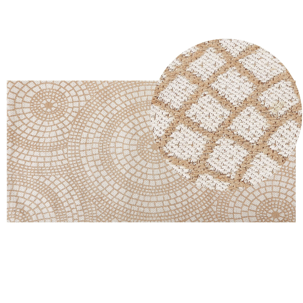 Jute Area Rug 80 x 150 cm Beige and White ARIBA