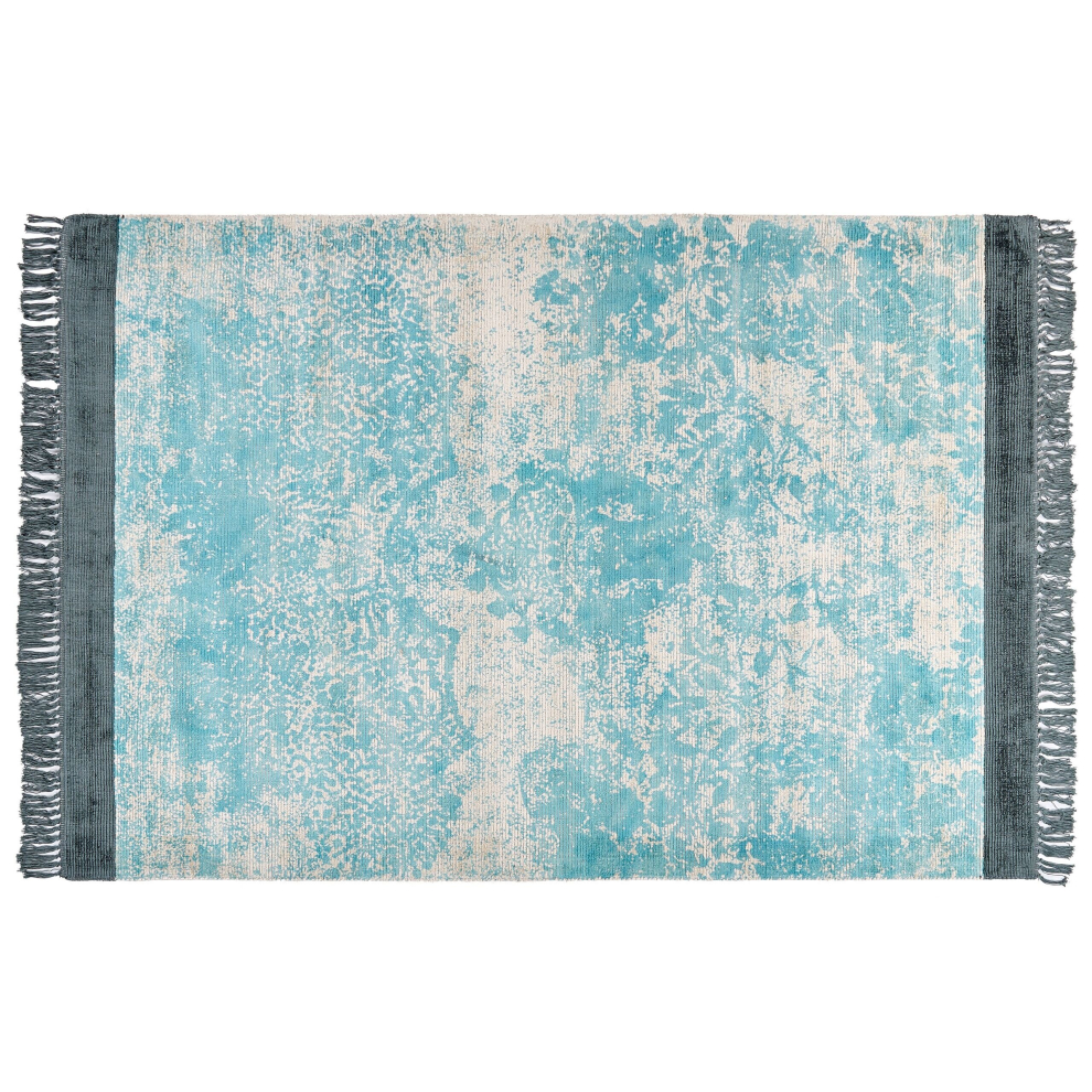 Viscose Area Rug 160 x 230 cm Blue and Beige AKARSU