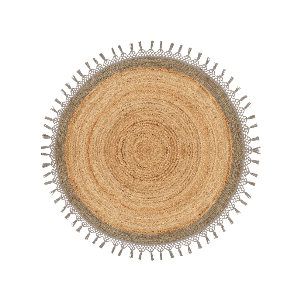 Round Jute Area Rug 140 cm Beige and Grey MARTS