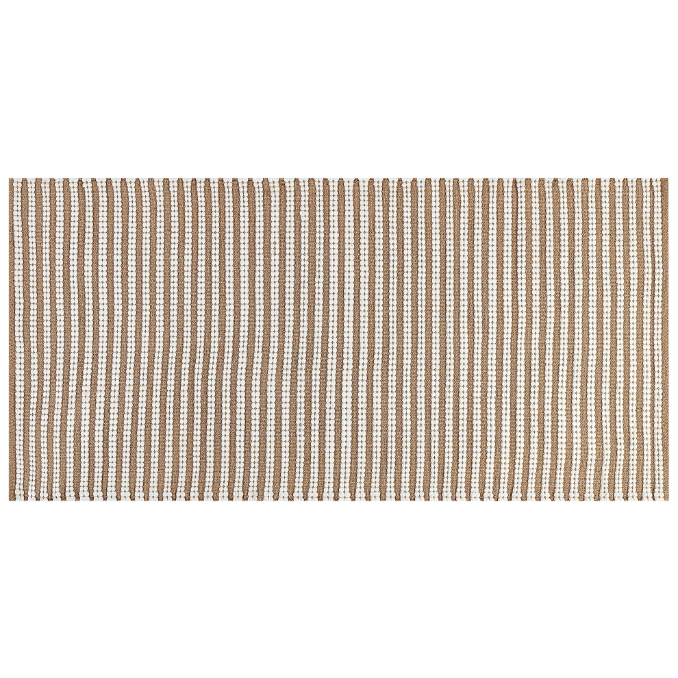 Cotton Area Rug 80 x 150 cm White and Brown SOFULU