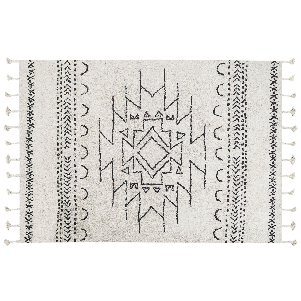 Cotton Area Rug 160 x 230 cm Black and White KHOURIBGA