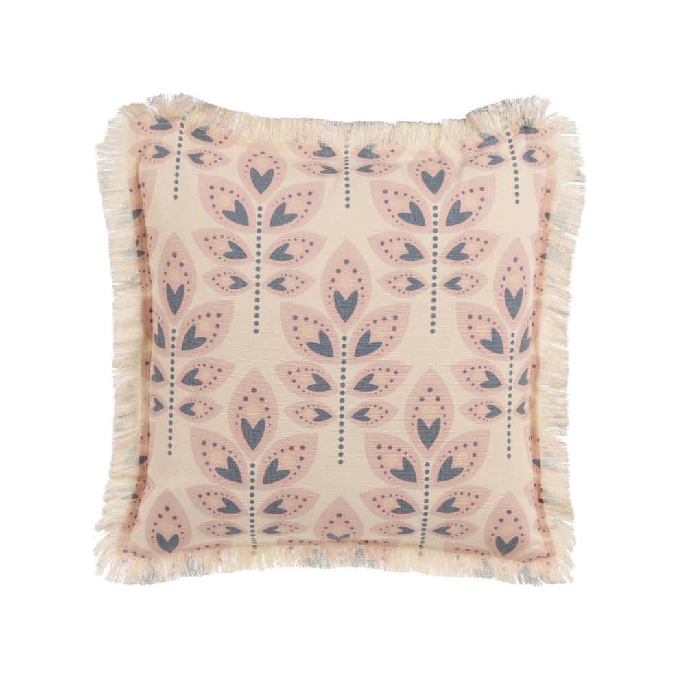 Fringed Cushion Leaf Pattern 60 x 60 cm Beige RUDBECKIA