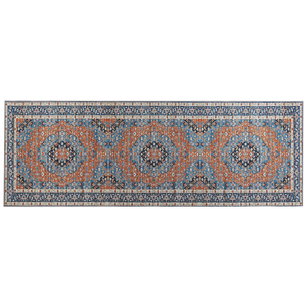 Runner Rug 70 x 200 cm Blue and Orange MIDALAM