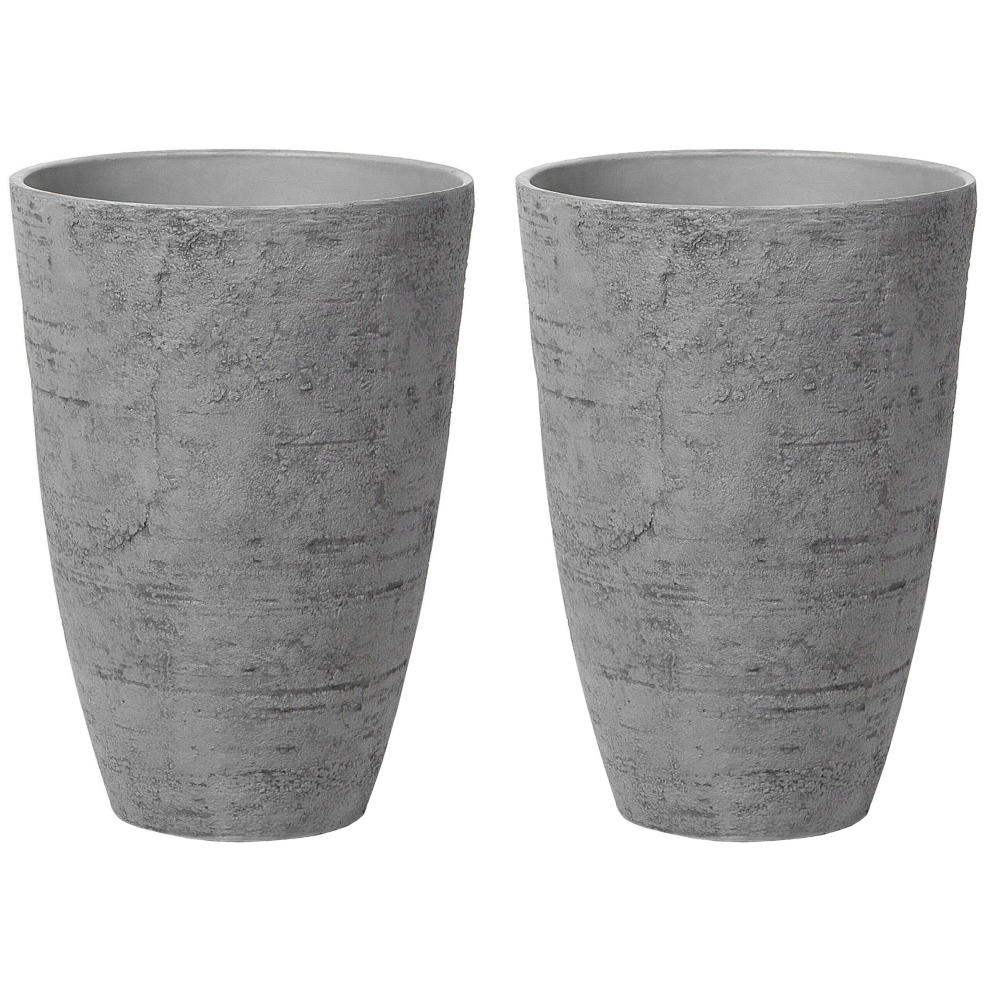 Set of 2 Plant Pots 43 x 43 x 60 cm Grey CAMIA
