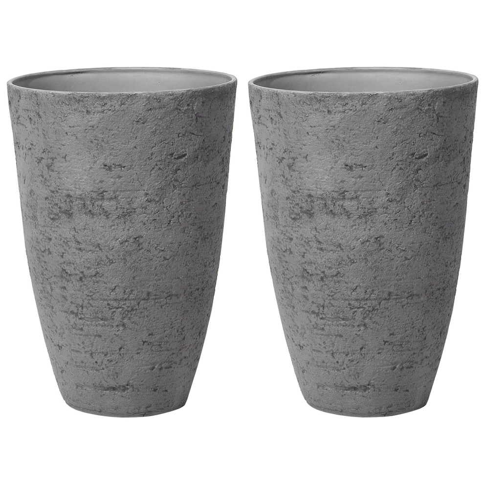 Set of 2 Plant Pots 51 x 51 x 71 cm Grey CAMIA