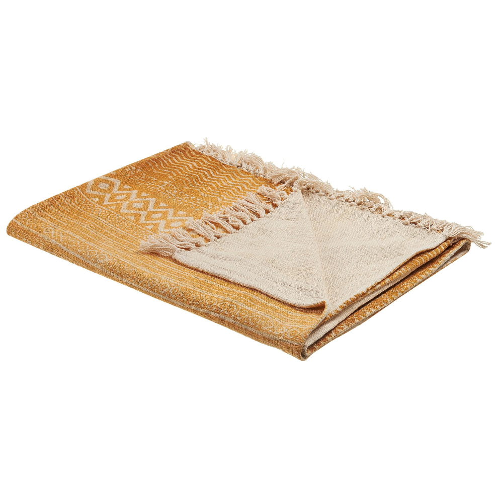 Cotton Blanket 130 x 180 cm Yellow FIROZABAD