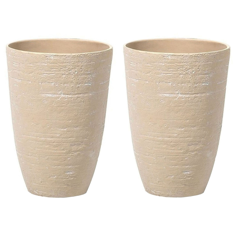 Set of 2 Plant Pots 35 x 35 x 50 cm Beige CAMIA