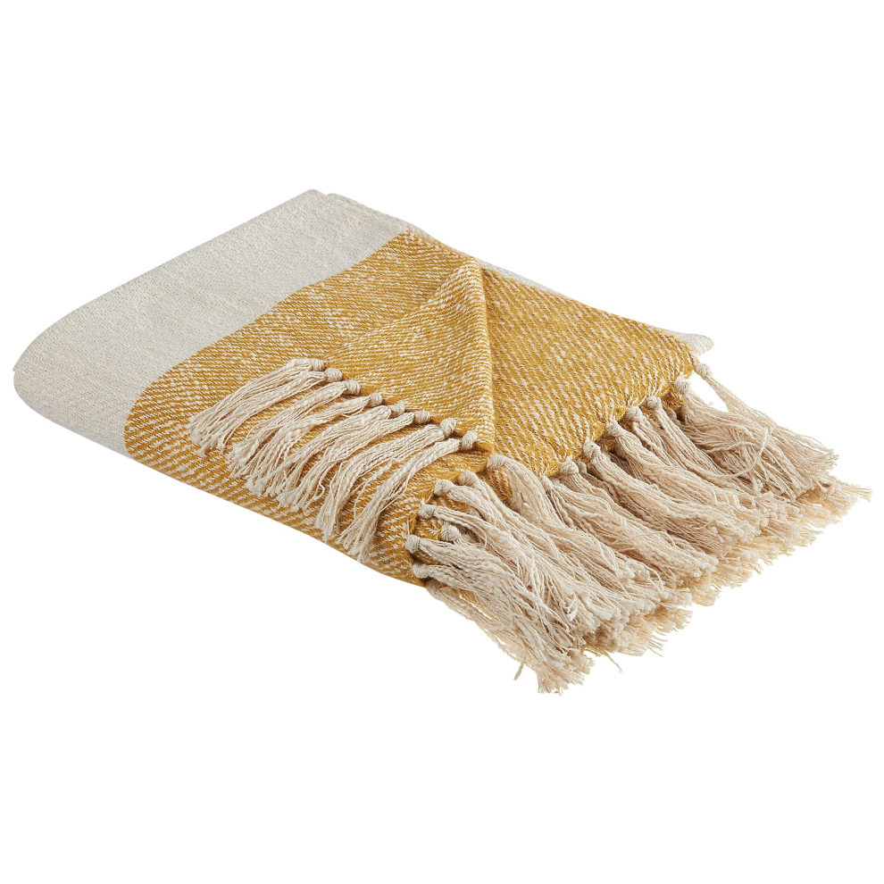 Blanket 130 x 170 cm Beige and Orange SALME
