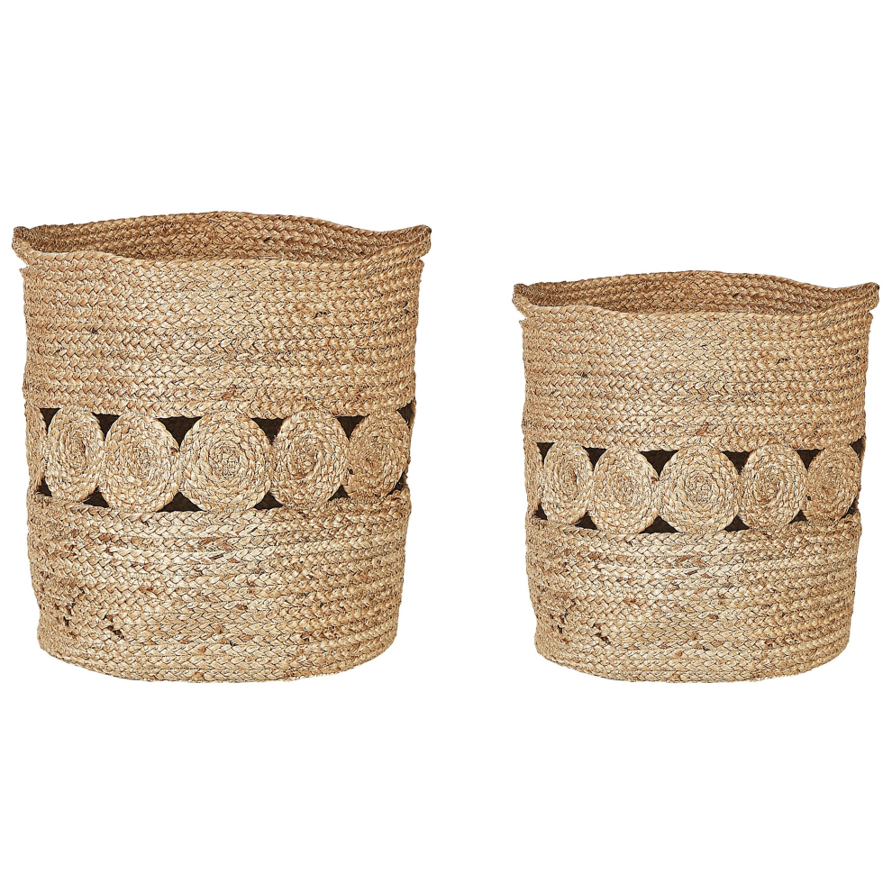 Set of 2 Jute Baskets Natural ALANG