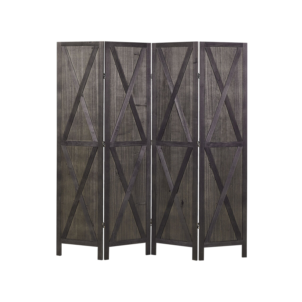 Wooden Folding 4 Panel Room Divider 170 x 163 cm Dark Brown RIDANNA