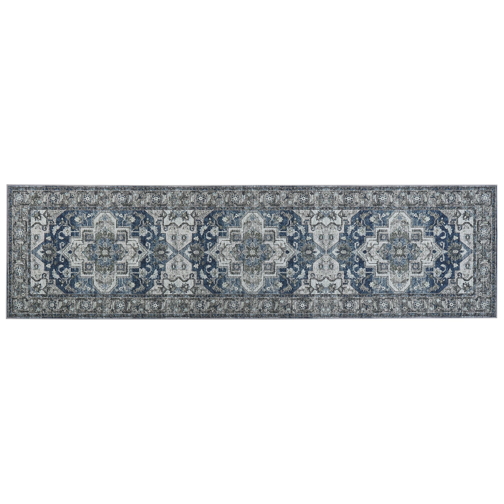 Runner Rug 80 x 300 cm Grey and Blue KOTTAR