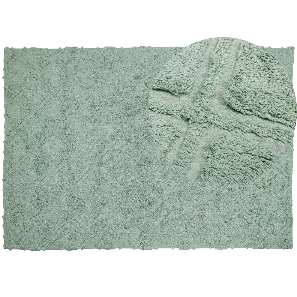 Cotton Area Rug 160 x 230 cm Green HATAY