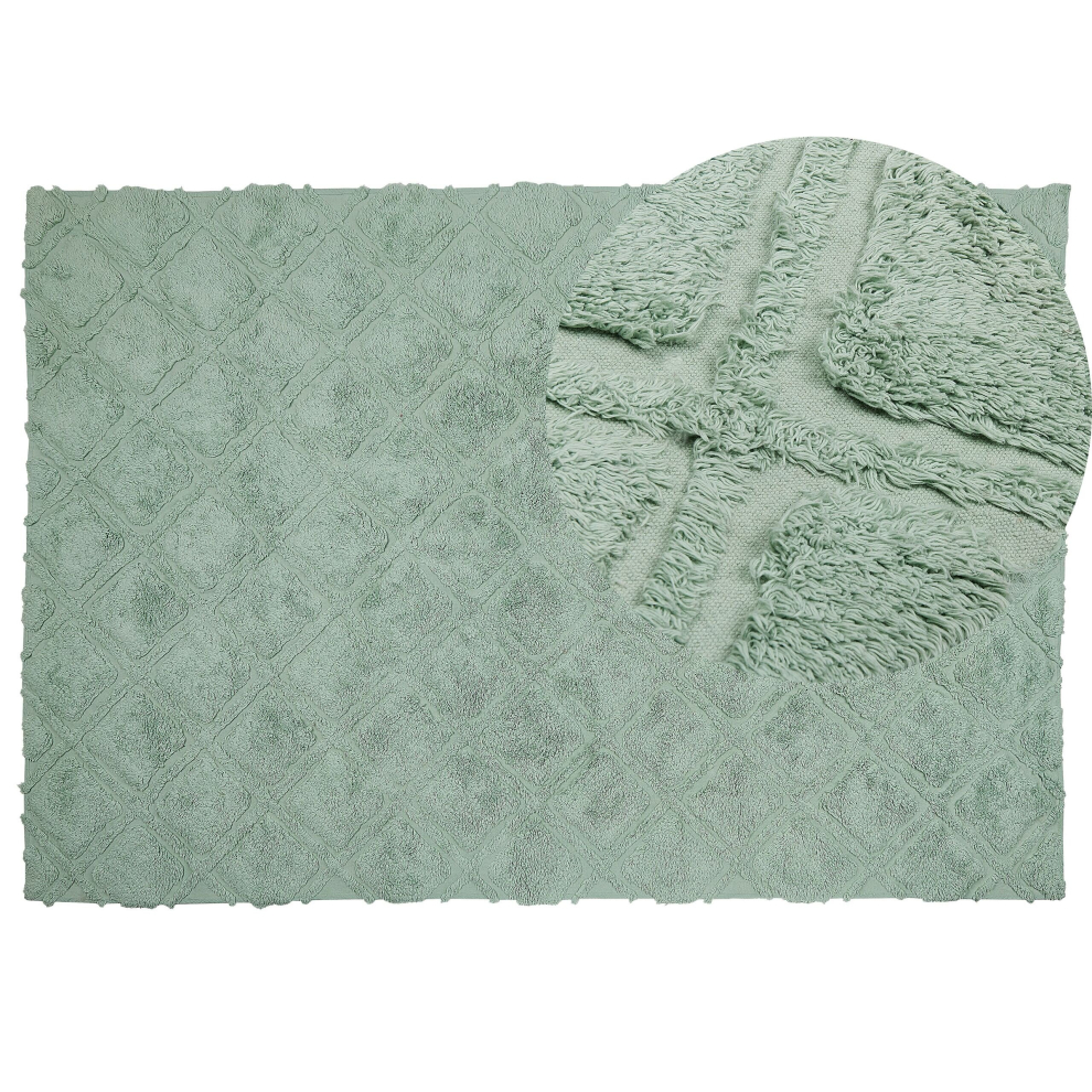 Cotton Area Rug 140 x 200 cm Green HATAY