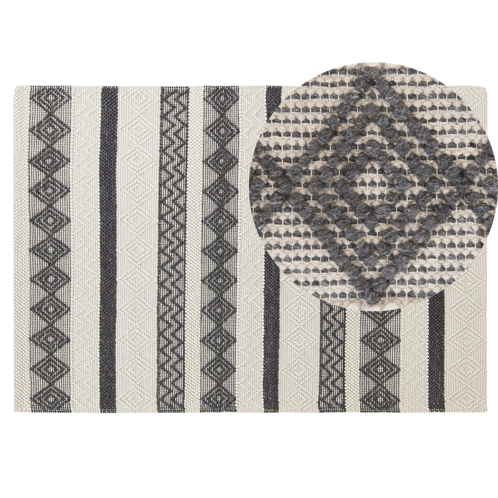 Wool Area Rug 140 x 200 cm Beige and Grey DAVUTLAR
