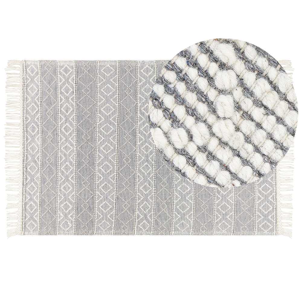 Wool Area Rug 160 x 230 cm Grey and White TONYA