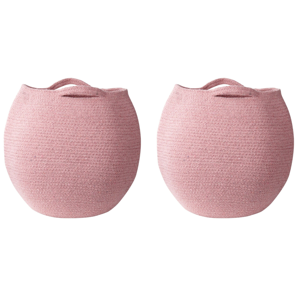 Set of 2 Cotton Baskets Pink PANJGUR