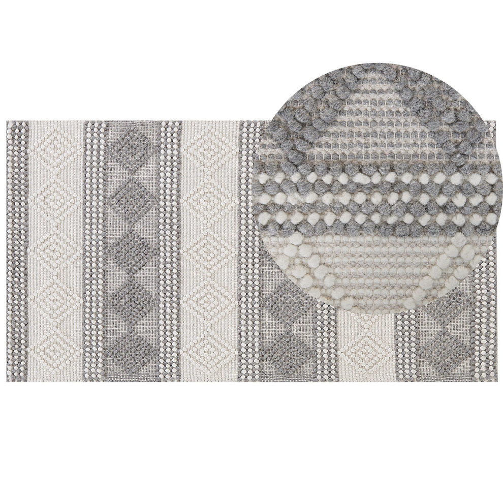 Wool Area Rug 80 x 150 cm Beige and Grey BOZOVA