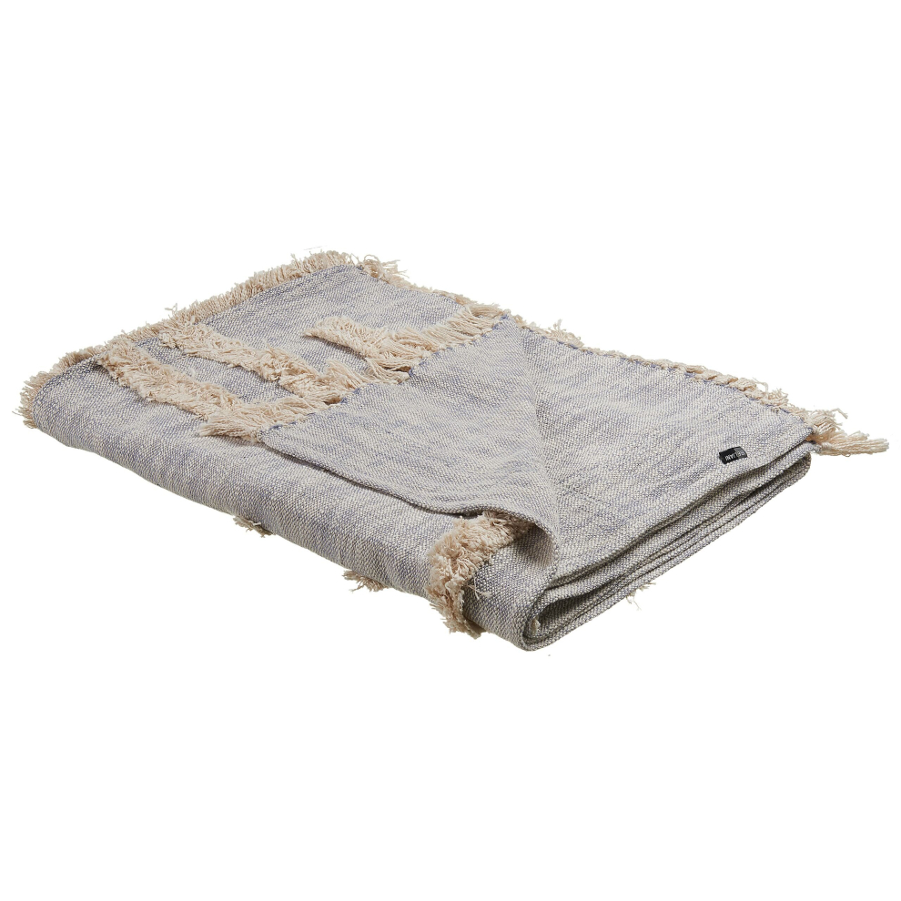 Cotton Blanket 130 x 180 cm Grey and Beige HOSPET