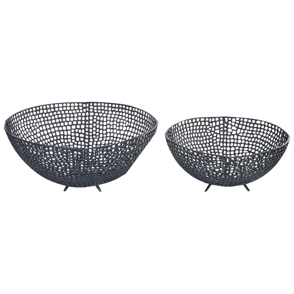 Set of 2 Decorative Bowls Black KRUKUT