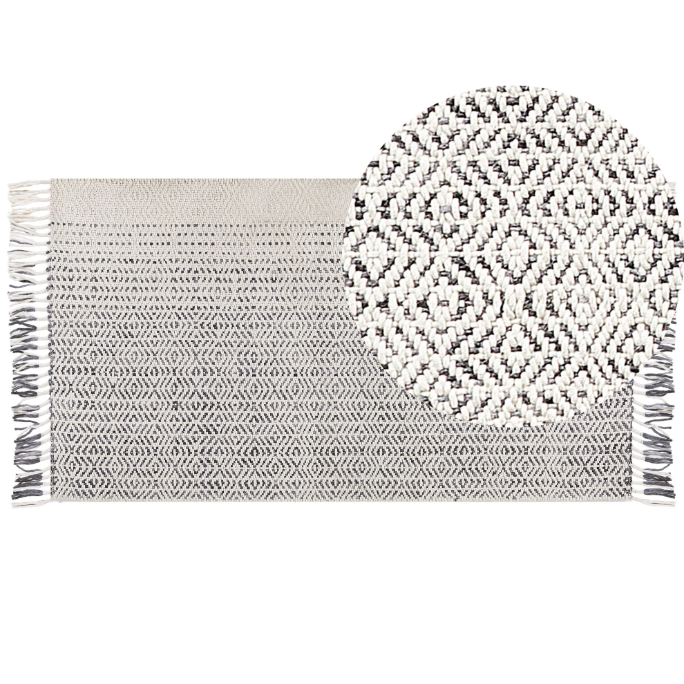 Wool Area Rug 80 x 150 cm White and Grey OMERLI