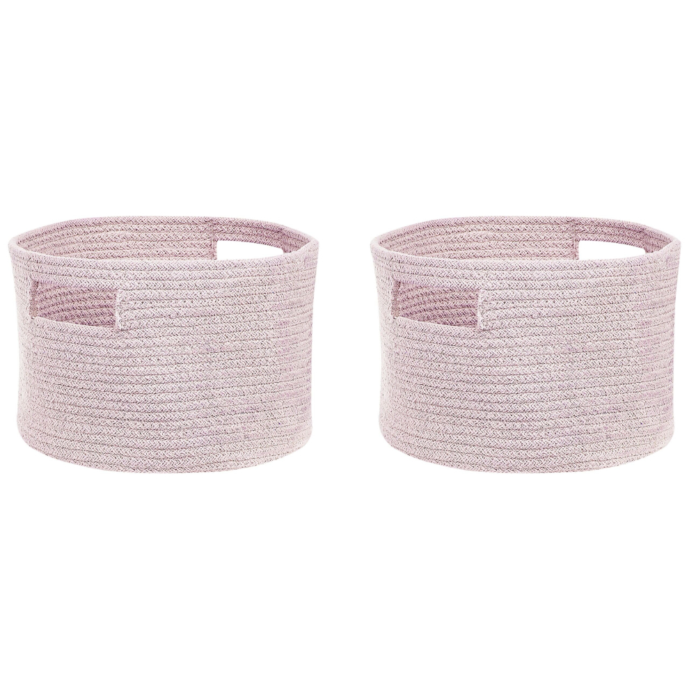 Set of 2 Cotton Baskets Pastel Pink CHINIOT