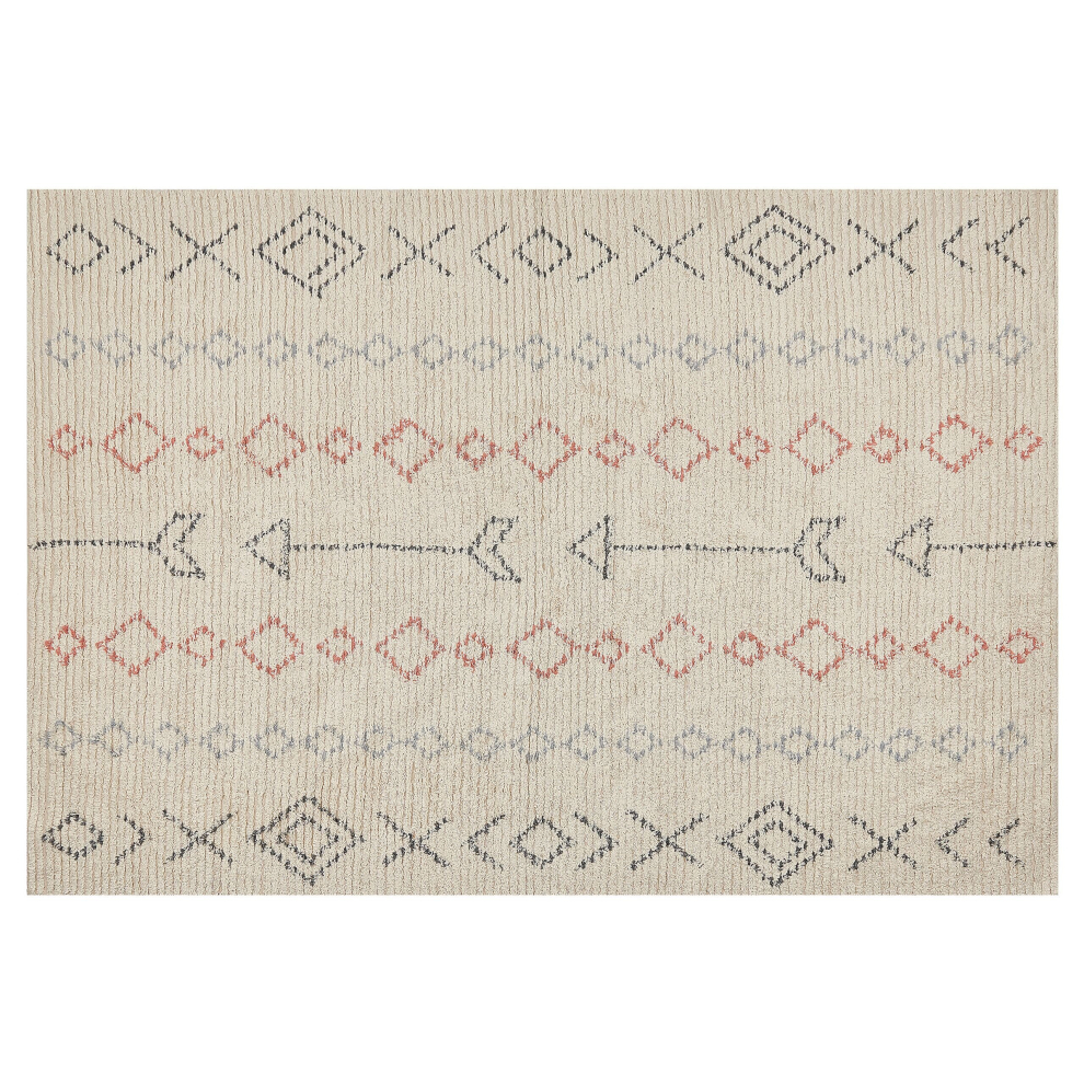 Cotton Area Rug 140 x 200 cm Beige DISPUR