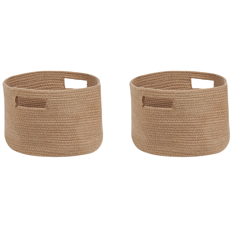 Set of 2 Cotton Baskets Pastel Beige CHINIOT