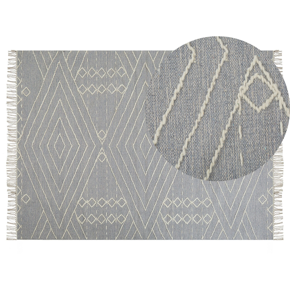 Cotton Area Rug 140 x 200 cm Grey and White KHENIFRA