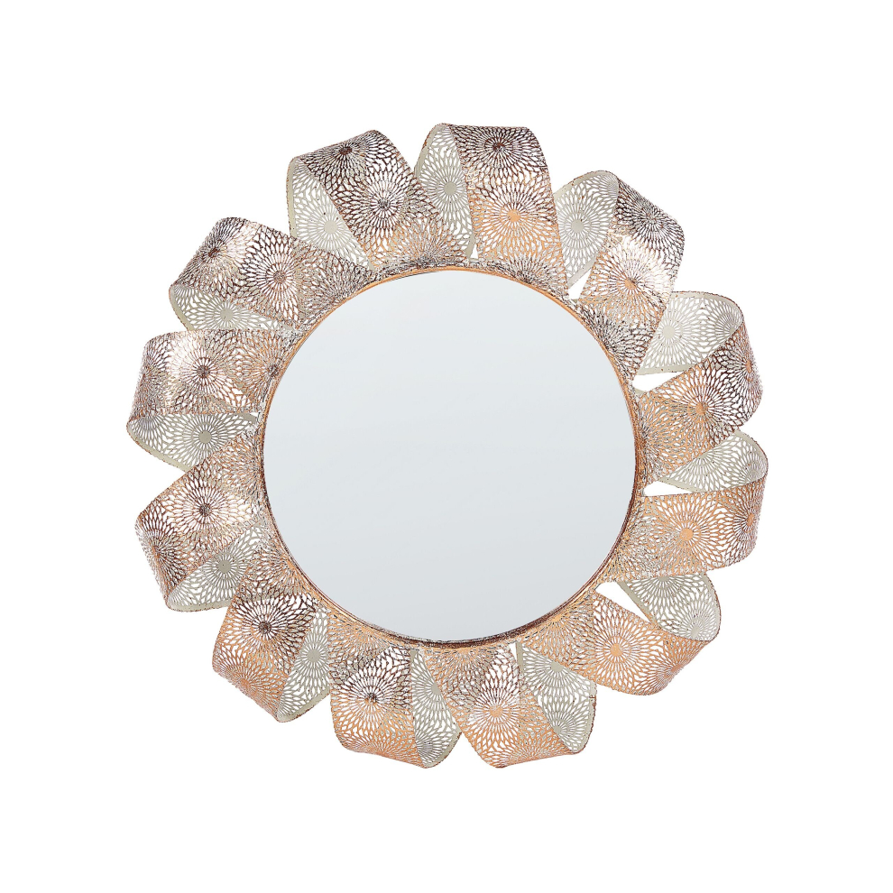 Wall Mirror ø 54 cm White with Copper MANGALORE