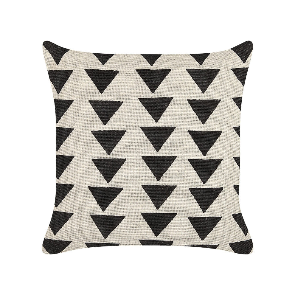 Cotton Cushion Triangle Pattern 45 x 45 cm Beige and Black CERCIS