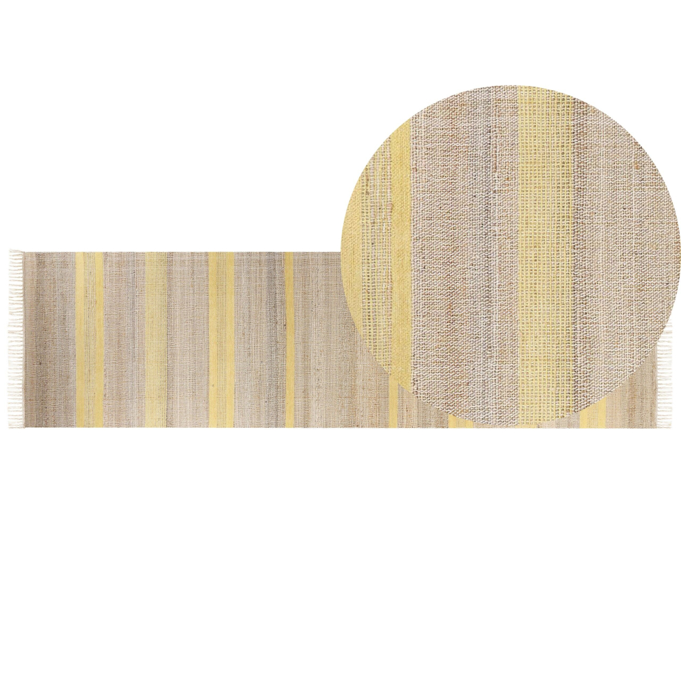 Jute Runner Rug 80 x 300 cm Beige and Yellow TALPUR
